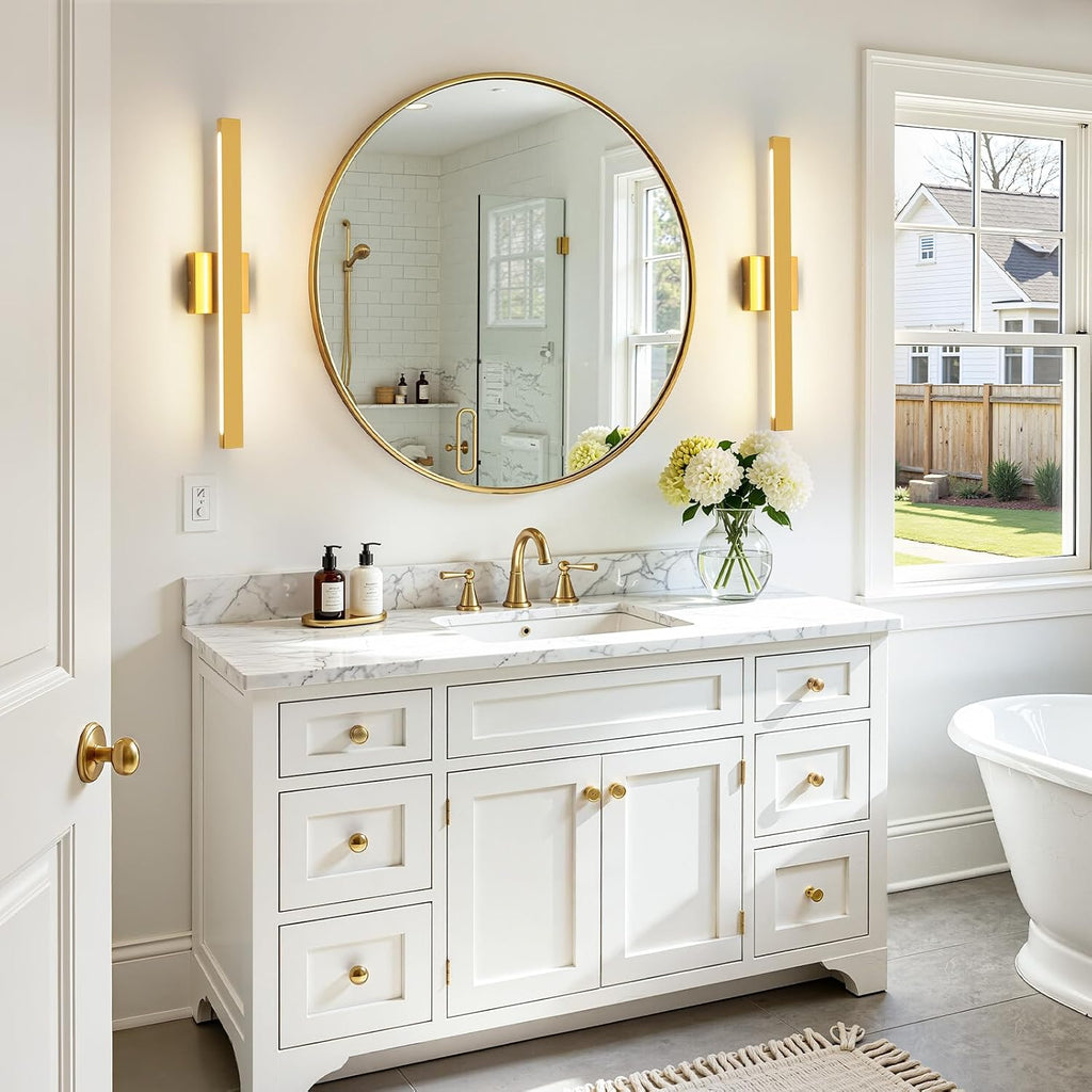 24 Inch Modern Vanity Light Gold Bathroom Light Fixture Over Mirror with Up & Down Lighting 20W Vanity Lighting