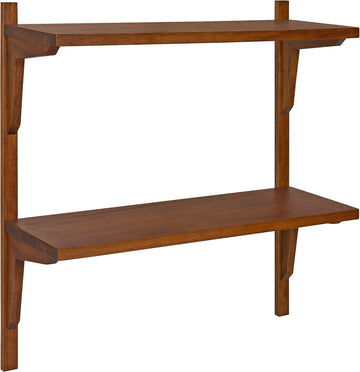 Meridien Mid-Century Wall Shelves, 24" x 8" x 24", Walnut, Transitional Wall Decor and Storage