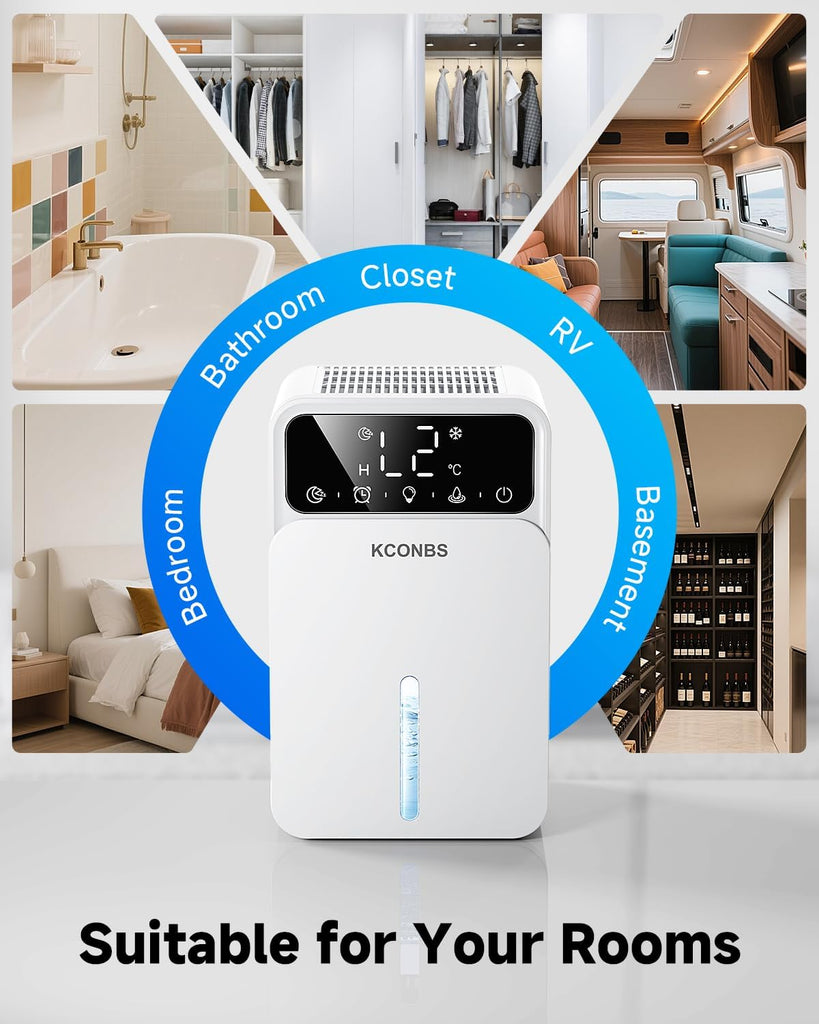 Dehumidifier for Home, 60 OZ Capacity, Auto Shut-Off for Medium Rooms up to 500 Sq.Ft
