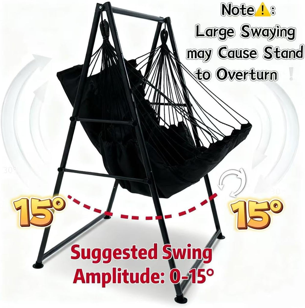 Chair Stand with X-Large Swing Chair with Footrest,Anti-Tip Thickened Weather-Resistant Iron Pipe Swing Frame, 450Lbs