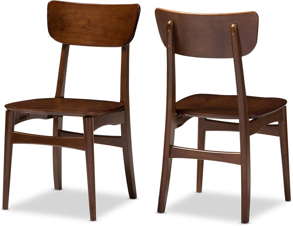 Set of 2 Netherlands Mid-Century Modern Scandinavian Style Dark Walnut Bentwood Dining Side Chairs