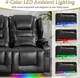 Power Loveseat Recliner Sofa with Adjustable Split Back, Multi-Port Charger, Flip-Up Backrest & LED Lighting