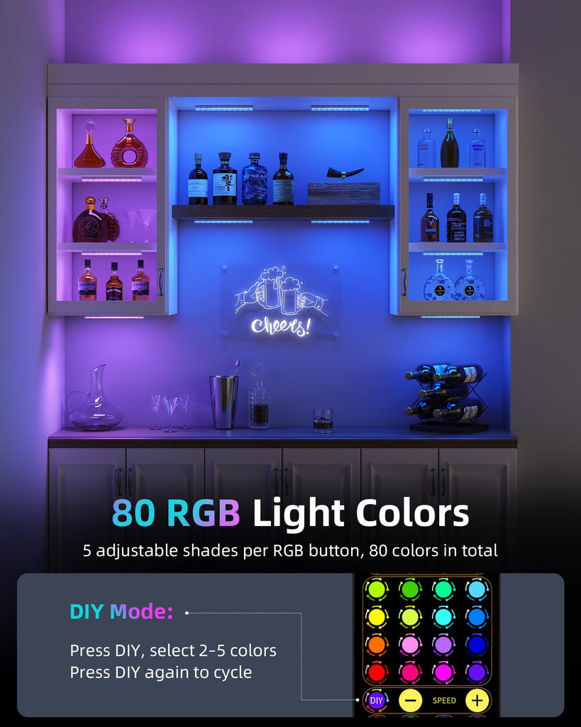 80RGB Color Changing Under Cabinet Lighting, Led Shelf Lights