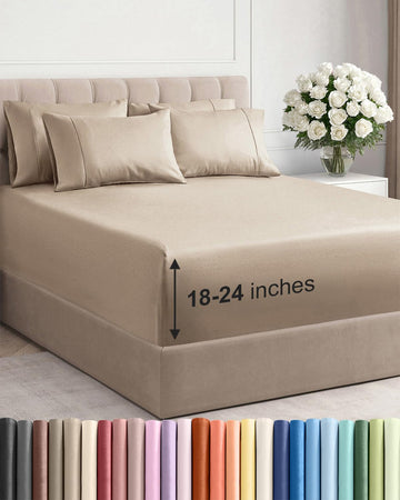 CGK Extra Deep Queen Sheet Set - 6pc Cooling Sheets - Cream