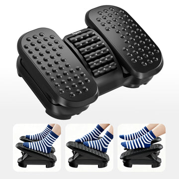 Under Desk Foot Rest with Massage Texture and Roller, 2 Heights