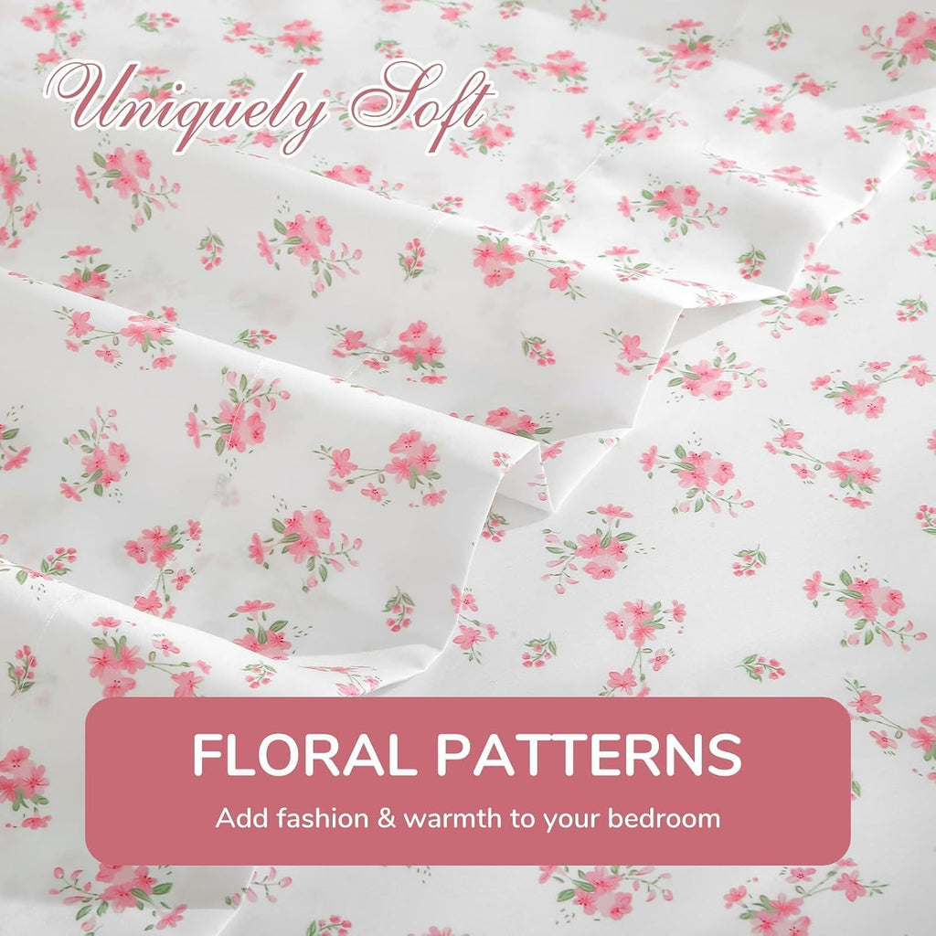 4 Piece Sheet Set, Soft Breathable Bed Sheet Set for Bedroom with Deep Pocket Up to 16", Wrinkle-Free & Cooling
