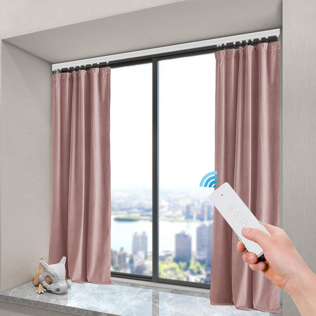 Smart Curtain Track with Remote Control, Motorized Curtain Rod Smart Electric Drape Track System 88.18lbs Capacity