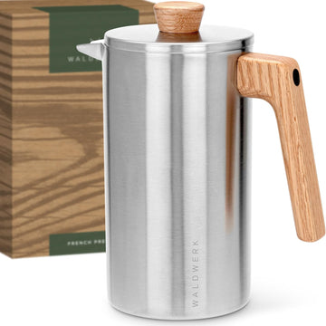 French Press (34 oz) - Non-Toxic Stainless Steel Double Wall French Press Coffee Maker - Plastic Free Coffee Press
