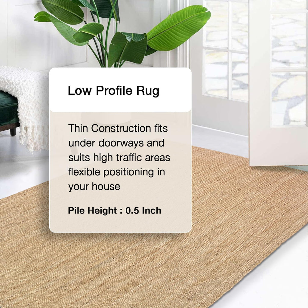 Hand Woven Natural Jute Braided Area Rug - 3x5 Feet Oval | Vintage Boho Reversible Rug , Dining Area, Entryway |