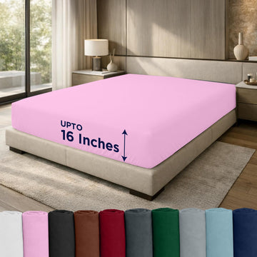 100% Cotton Jersey Fitted Sheet, King, Pink, 16 Inch