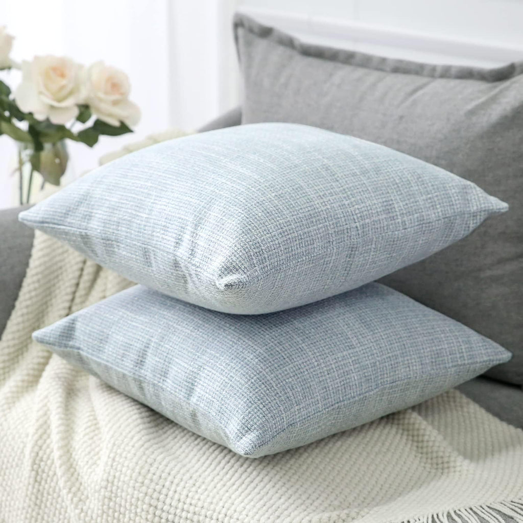 Linen Throw Pillow Covers Set of 2 Decorative Square Pillowcases Cushion Covers 20x20 Inch