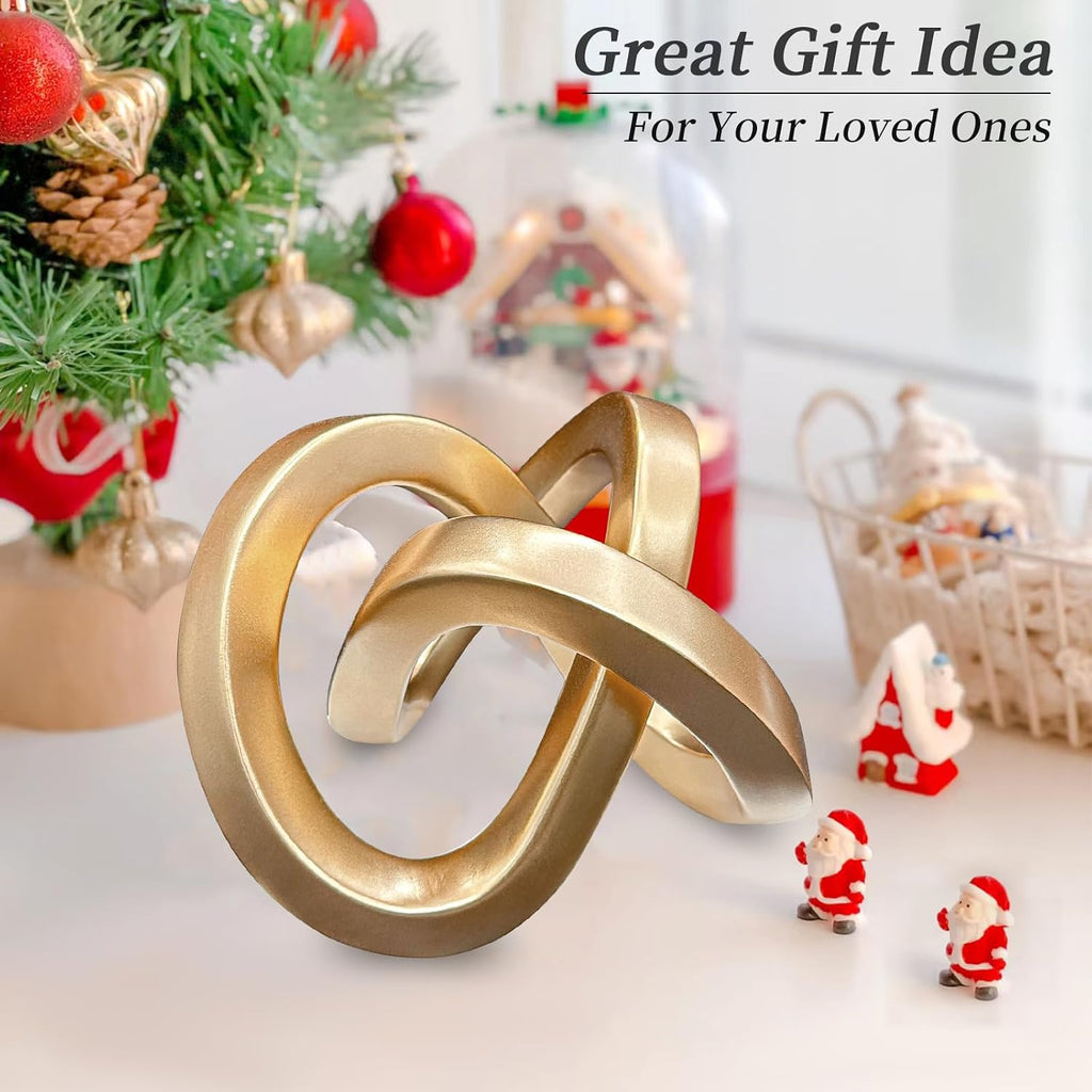 Gold Geometric Sculpture Gold Knot Home Accent Decor,Multi-Angle Geometric Sculptures Statues Bedroom Office Desk