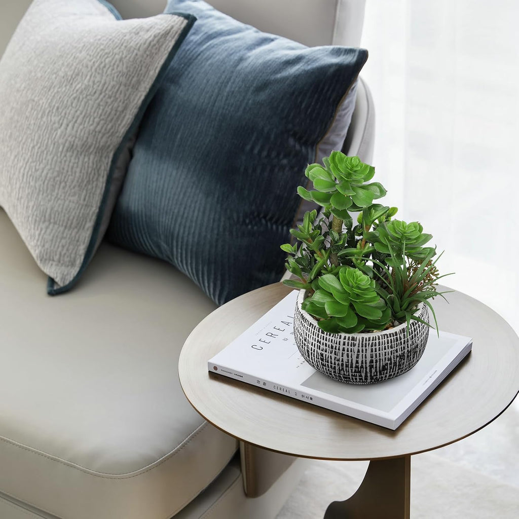 Large Artificial Succulents in Ceramic Pot Faux Succulent Arrangement 10" | Realistic Artificial Plants Indoor, Fake