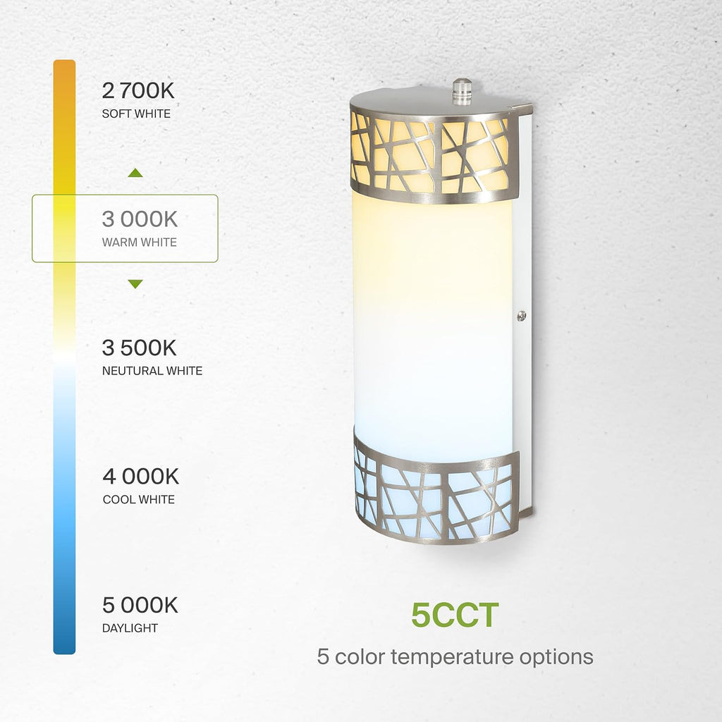 12 Inch LED Indoor Wall Sconce - Brushed Nickel Modern Dimmable 15W 2700K-5000K Adjustable Wall Mounted Light