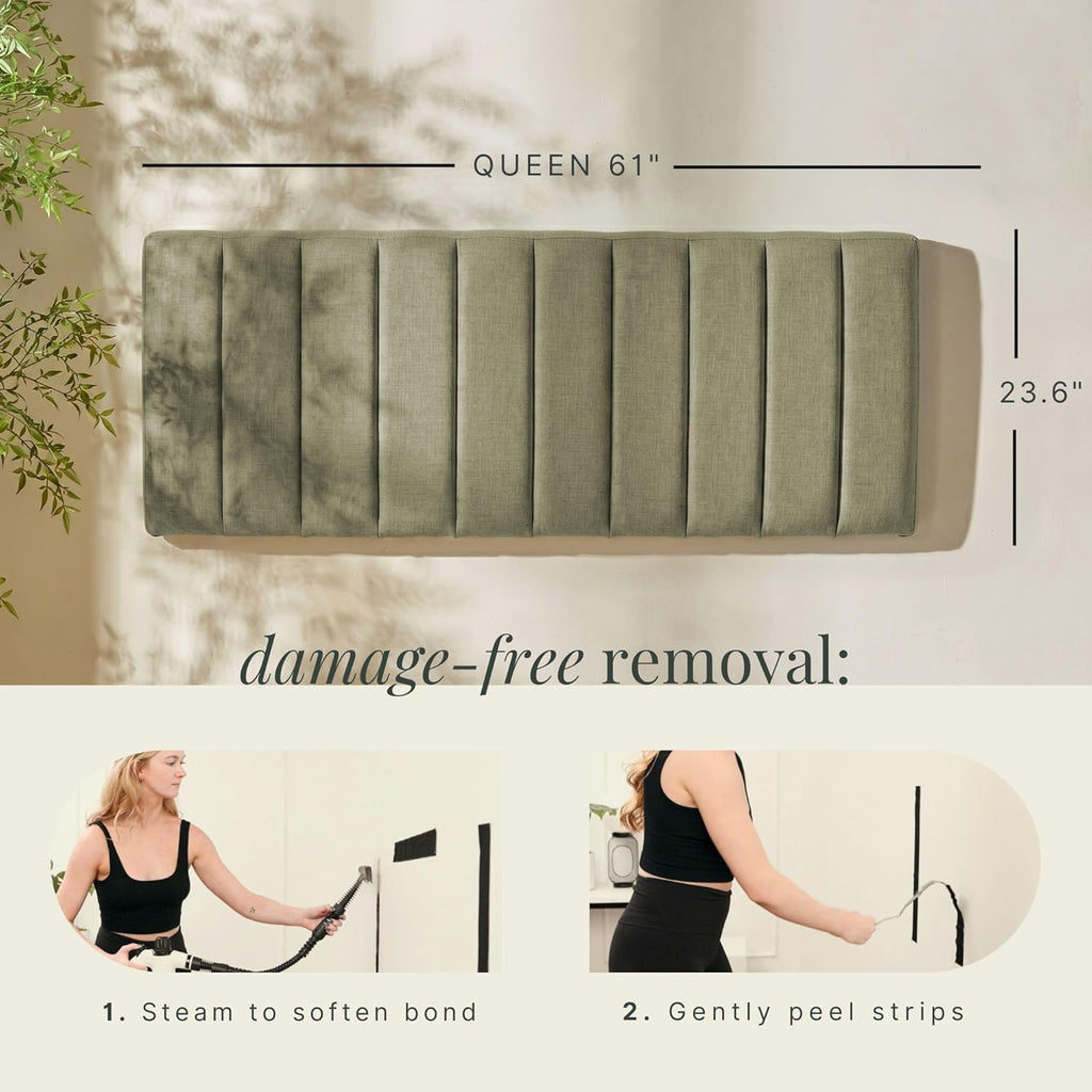 Upholstered Queen Headboard - Easy Assemble Channel Stitched Headboard Queen - Wall Mounted Headboards with 3D