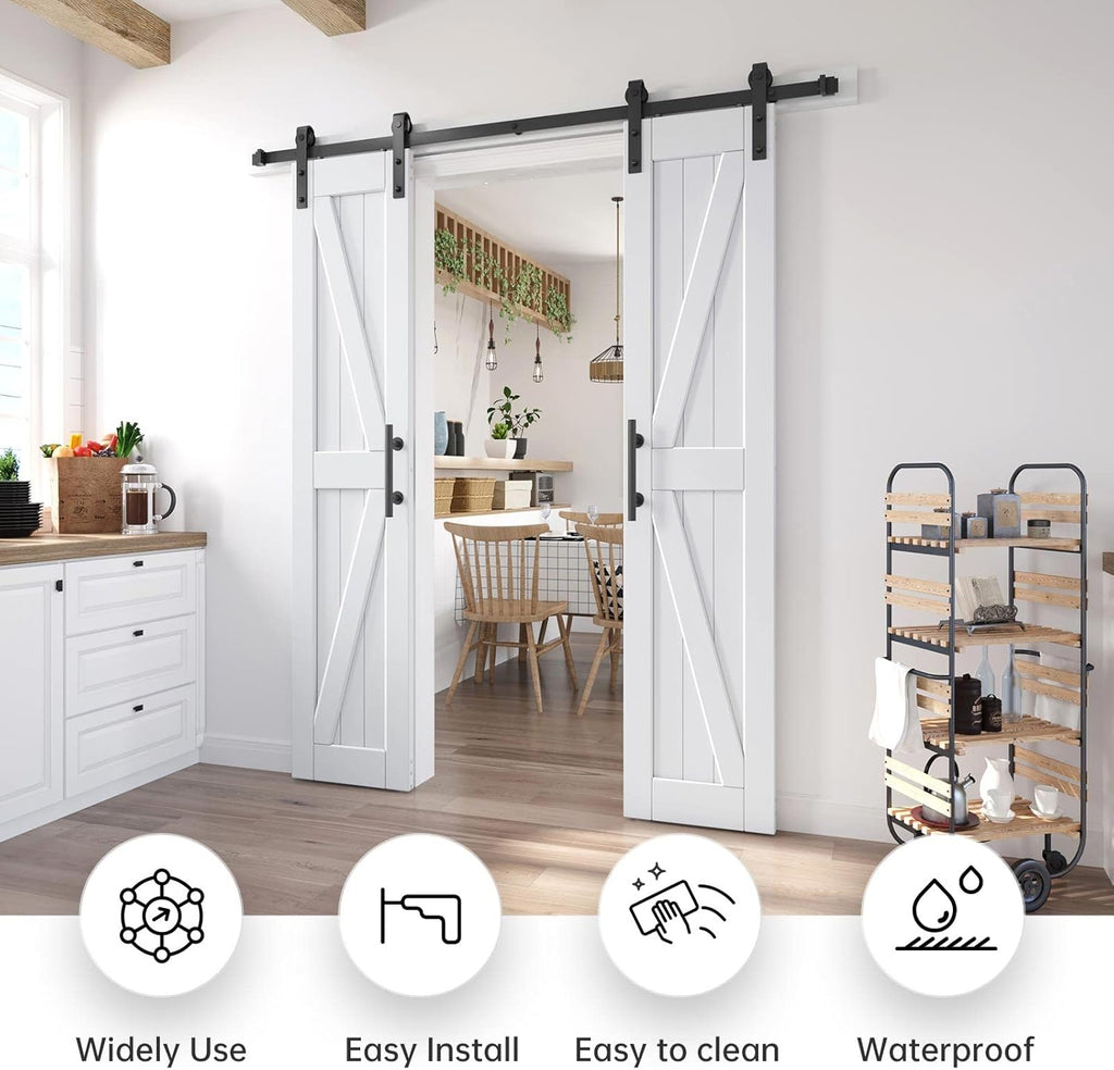 36in x 84in (Double 18in×84in Door) Barn Door with 6.6FT Sliding Door Hardware & Handle Included,DIY