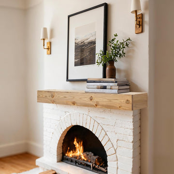 Shelf, 56x8x5 Wooden Floating Shelf Over the Fireplace, Wall-Mounted Mantel Shelves, Rustic Floating Mantels Shelves