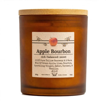 Apple Bourbon Organic Beeswax Candle | 2 Ingredients | 100% Pure Beeswax Candles, Non Toxic, Natural, Organic