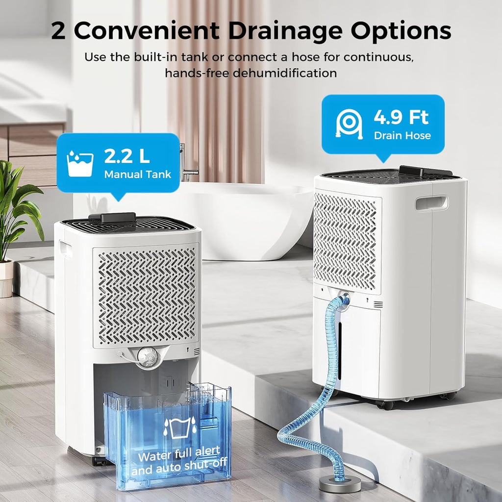 4,000 Sq.ft Dehumidifier for Basement, 45 Pint Dehumidifiers for Home with Drain Hose, Smart Humidity Control
