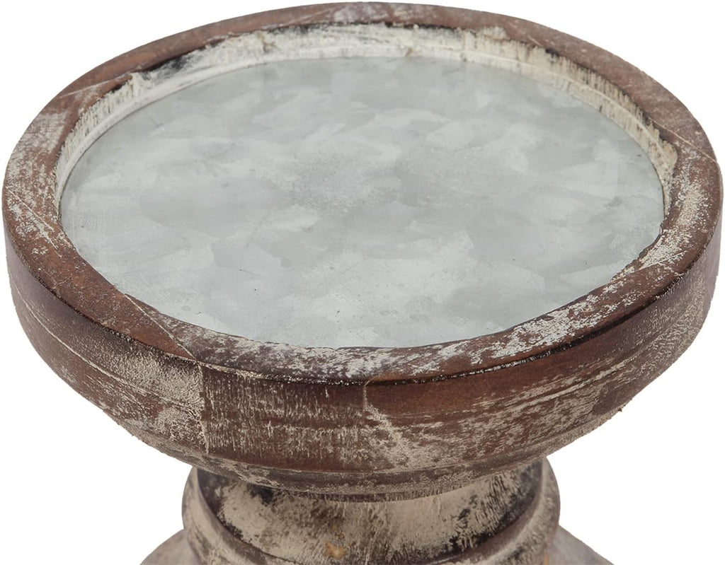 Decorative Pillar Candle Holder, Rustic Wood Candle Holders for Table Centerpiece, Handmade Farmhouse Candle Holders