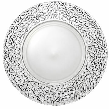 Clear Glass Charger Plates, Set of 4, 12.4" Handmade in Italy
