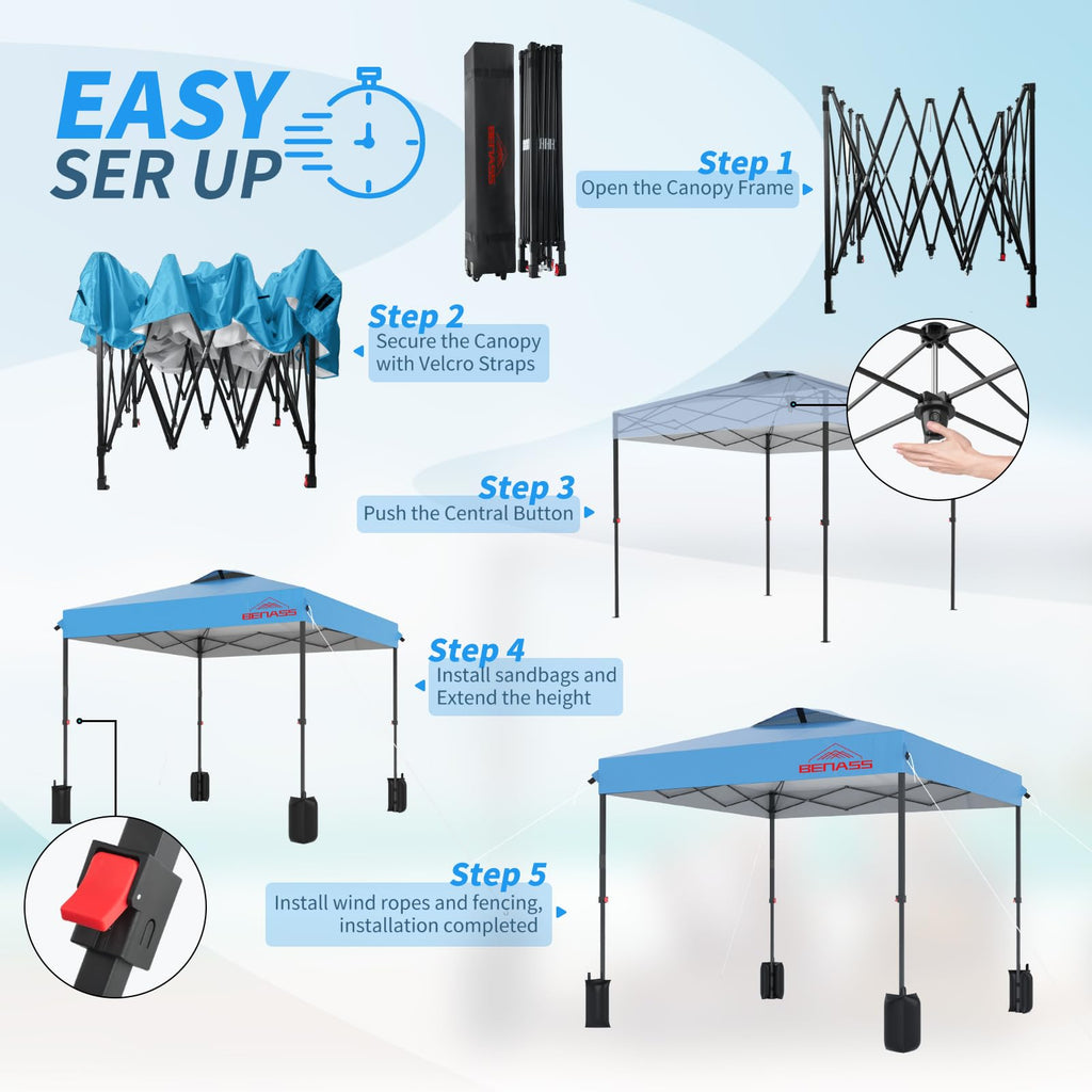10x10 Pop Up Canopy Tent, Turquoise
