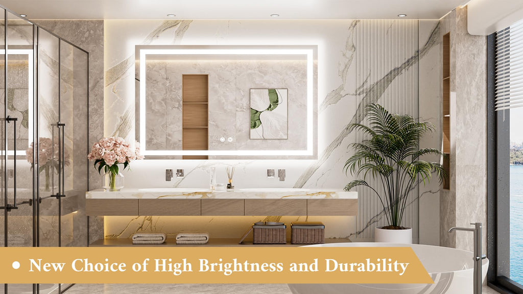 LED Lighted Bathroom Mirror with Lights 48 x 30 Brighter Front and Backlit Light up Mirror Wall, Illuminated Vanity