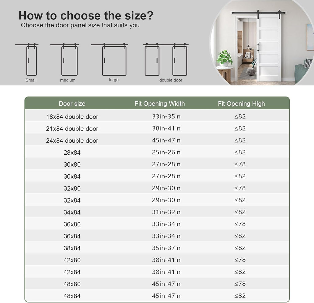 36x84 inch White Barn Door with 6.6FT Sliding Door Hardware Kit Included & Handle,Solid,MDF,PVC Surf