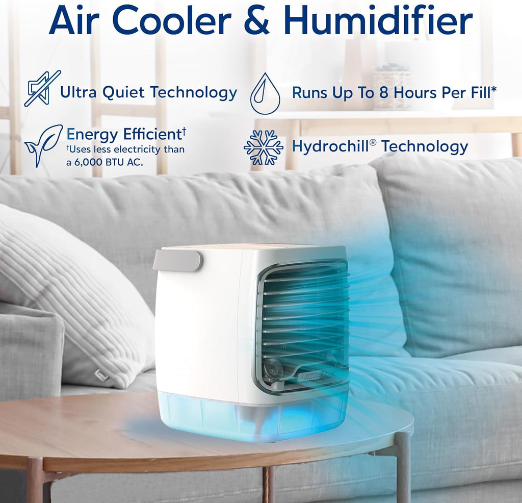 Turbo Chill Evaporative Cooler with HydroChill Technology, 4-Speed Portable Air Cooler Fan, Up To 8 Hr Per Fill, 7