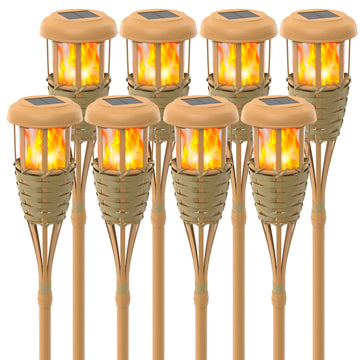 Solar Outdoor Lights, Solar Torch Lights Outdoor Flickering Flame, Outdoor Decorations Path Yard - 8 Pack