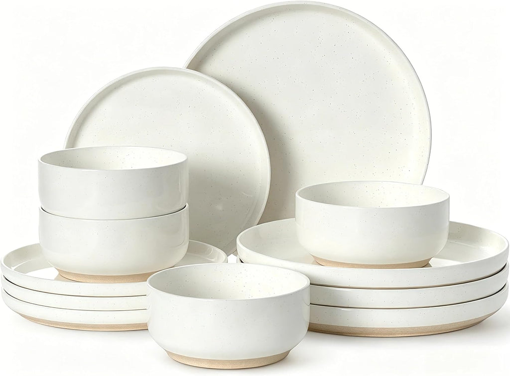 Plates and Bowls Sets, Dinnerware Sets for 4, 12 Pieces Scratch Resistant Dishware Dishes Set