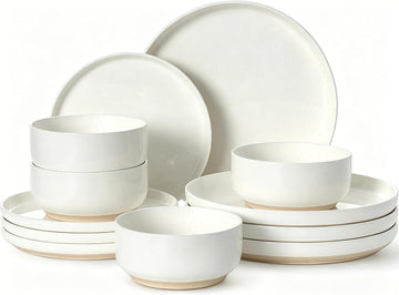 Plates and Bowls Sets, Dinnerware Sets for 4, 12 Pieces Scratch Resistant Dishware Dishes Set