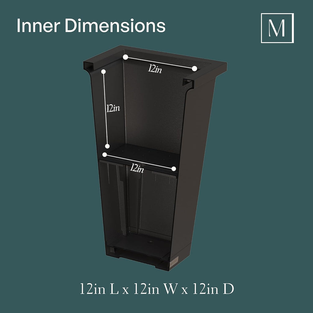 Renew 24in Modern Tall Square Planter, Black, 2-Pack | All season, Lightweight, Fade resistant, Planting shelf, Drip
