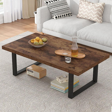 Rustic Living Room Table, Simple Industrial Rectangle Coffee Table, Modern Minimalist Farmhouse Wooden Center Table
