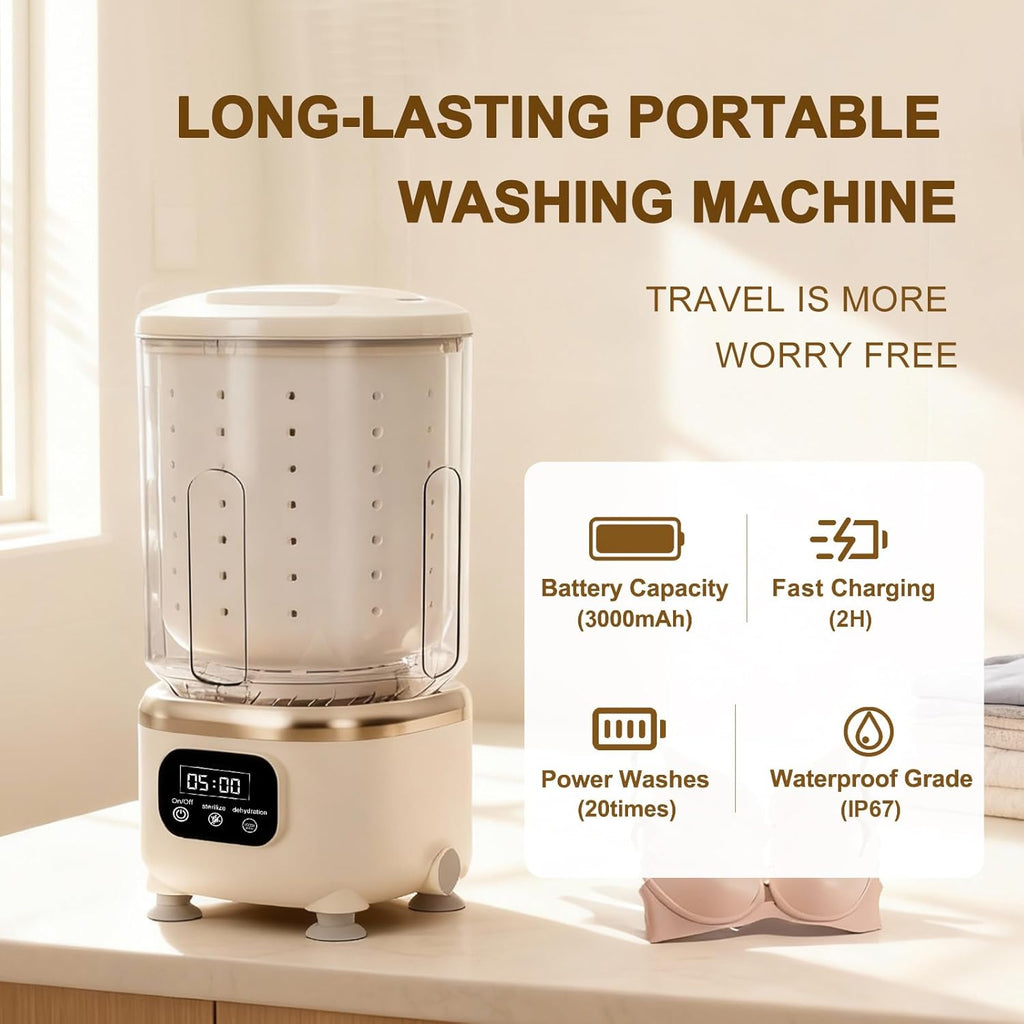 Underwear Washing Machine,Portable Washer & Spin Dryer Combo,Mini Washing Rechargeable Cordless Washing Deep Cleans