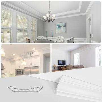 8 Pack, 8 ft Each (64 ft Total) High Impact PS Ceiling Crown Molding, Wall Molding Trim, Lightweight, Paintable