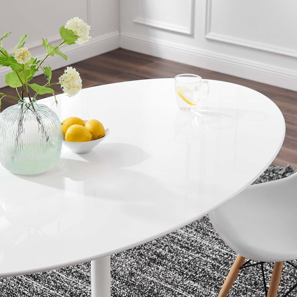Inspired Saarinen Style Tulip Oval Pedestal Dining Table — White, 60″ Oval