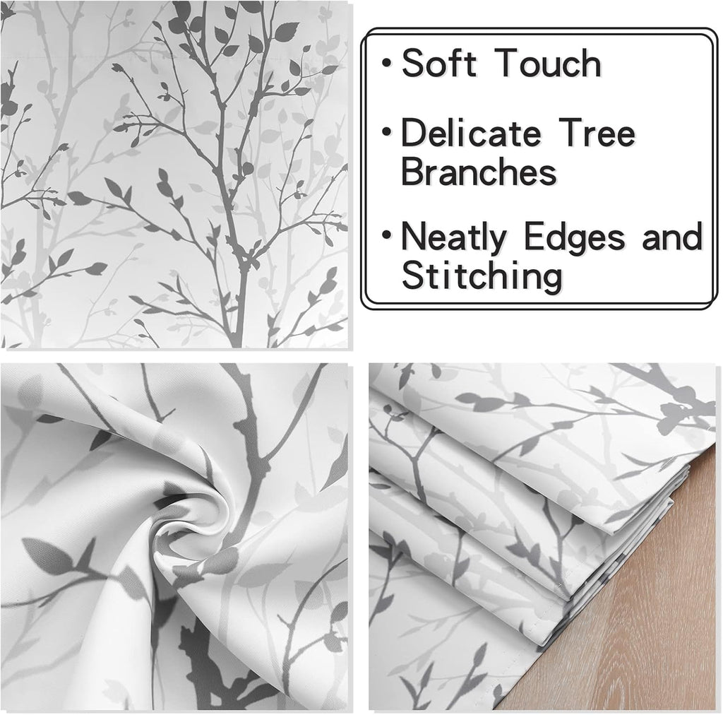 Tree Branch Printed Curtain Valance, 18 inches Long Window Treatment Valance, Grey Window Valances and Kid's Room,1