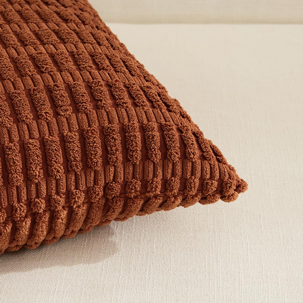 2 Packs Rust Decorative Throw Pillow Covers 26x26 Inch Couch Bed Sofa, Terracotta Rustic Farmhouse Boho Home Decor