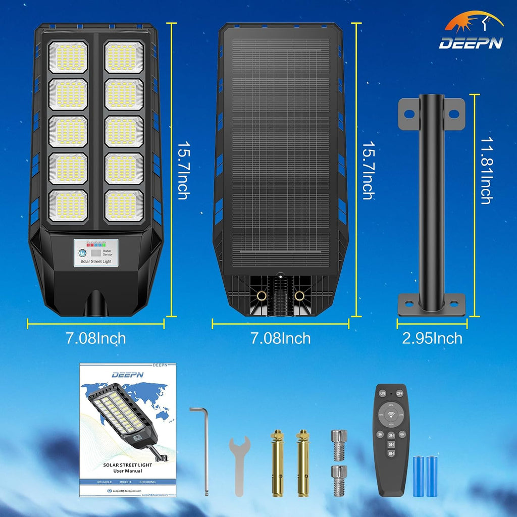 Solar Lights Outdoor, IP66 Waterproof Street Lights Outdoor, TW001 | 6500K Dusk to Dawn Solar Security Flood Lights