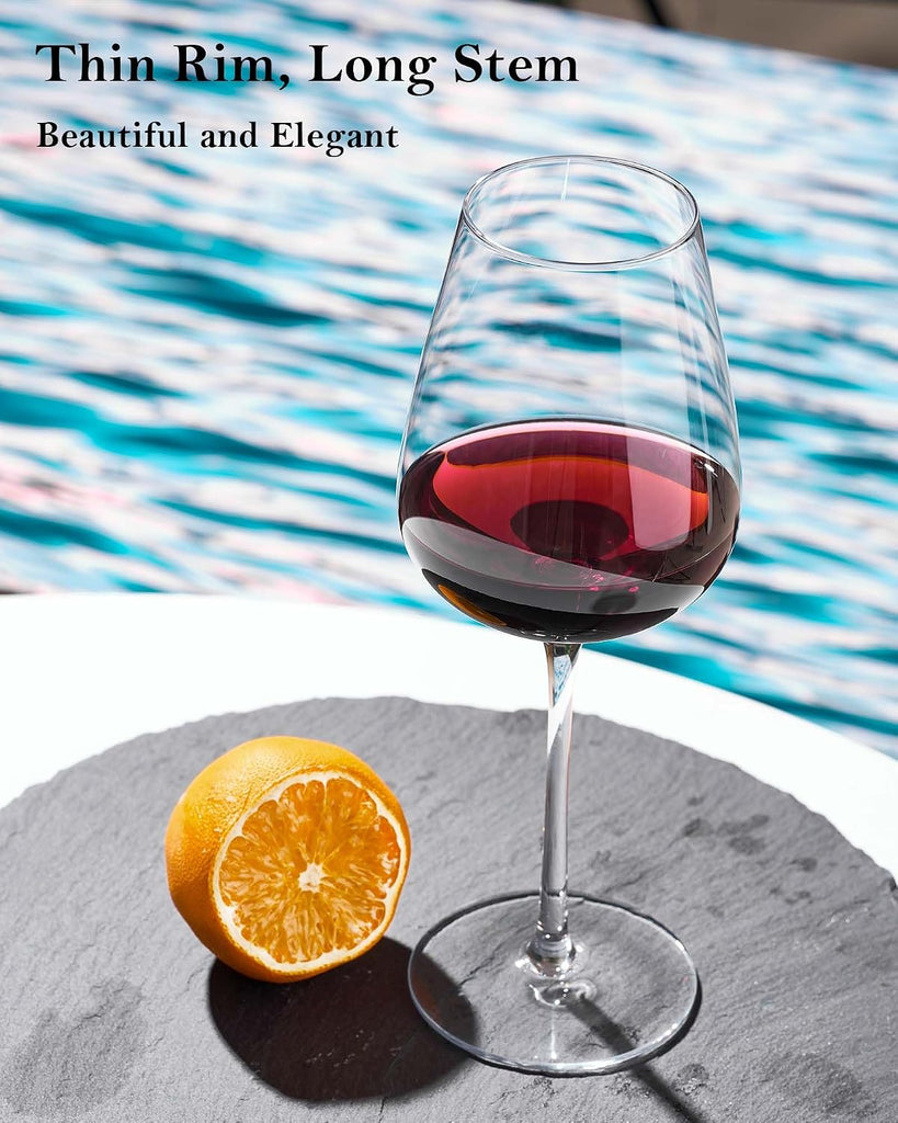 Hand Blown Bordeaux Wine Glasses - Set of 6-18 Ounce - Great Gift Packaging - Red Wine Glasses Lead-Free Premium Glass