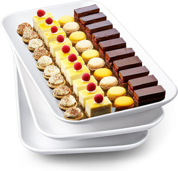 16 Inch Large Serving Platter Set of 3, White Porcelain Platters for Serving Food - Rectangular Serving Trays for