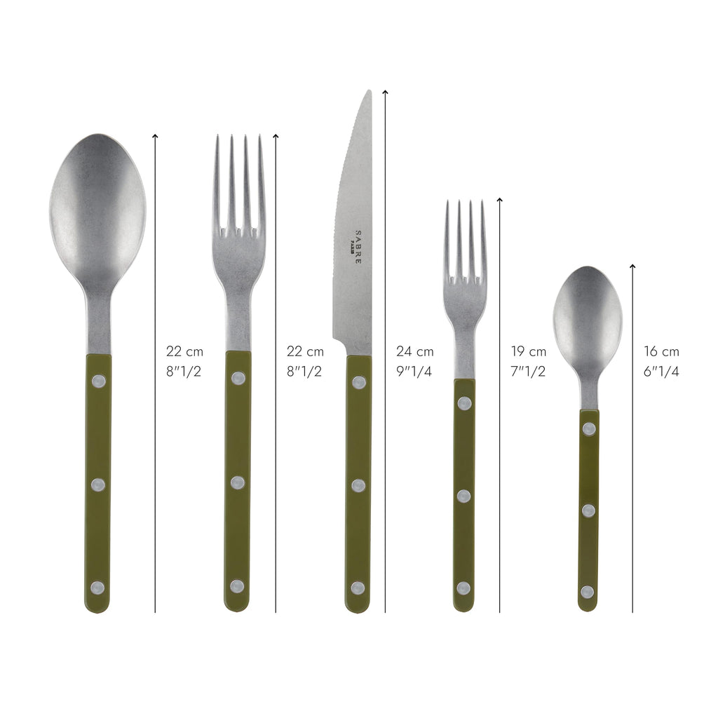 Flatware Set - Bistrot Vintage Collection - Knives, Forks, Soup Spoons, Teaspoons & Dessert Forks - Stainless