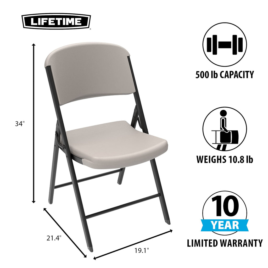 Commercial Grade Folding Chairs, 4 Pack, Putty