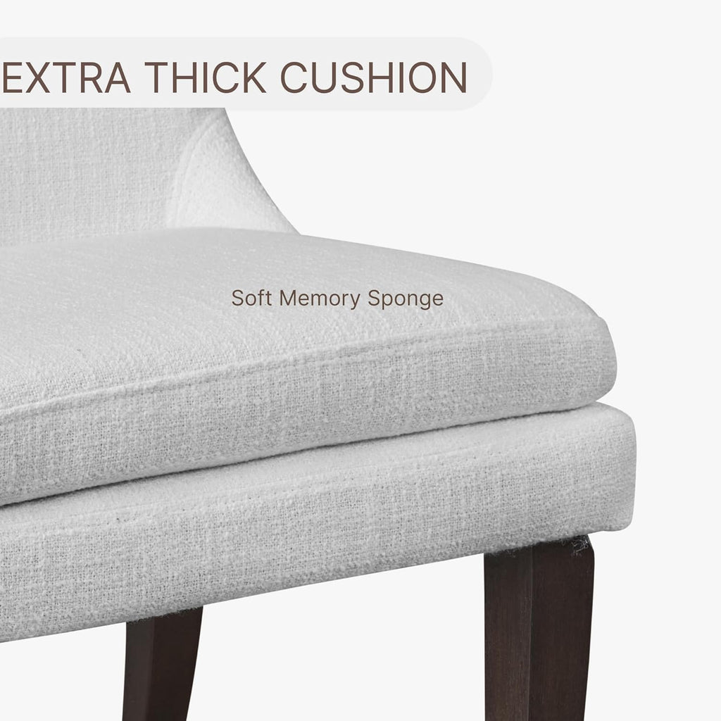 Upholstered Dining Chairs Modern Sidechair Performance Fabric High Back Armlesschair for Diningroom Kitchen,White,Set