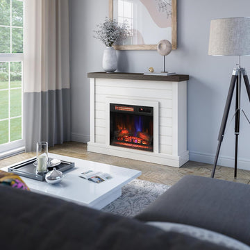 Wall Mantel Electric Fireplace, Bright White