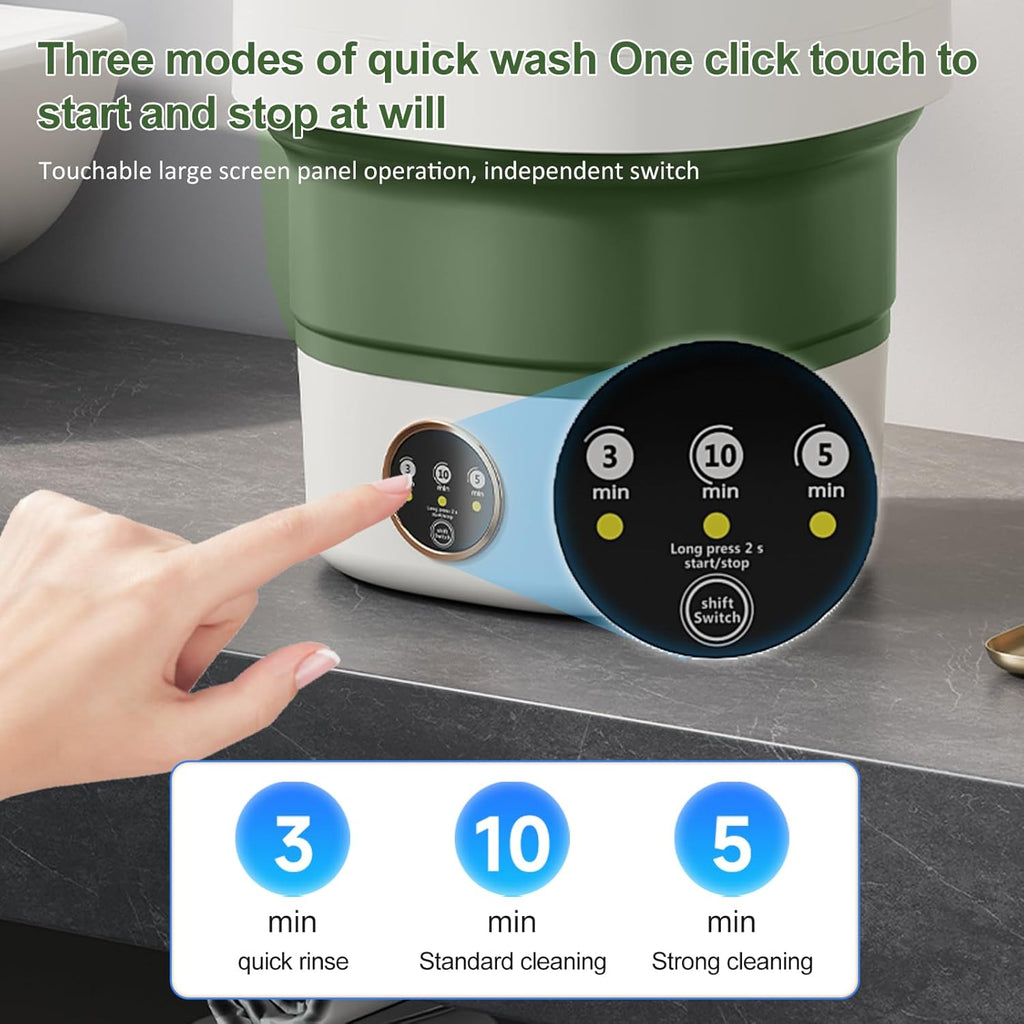 Portable Washing Machine 20L - Small Foldable Washer with Spin Basket, 3 Mode Deep Clean - Mini Laundry Machine for