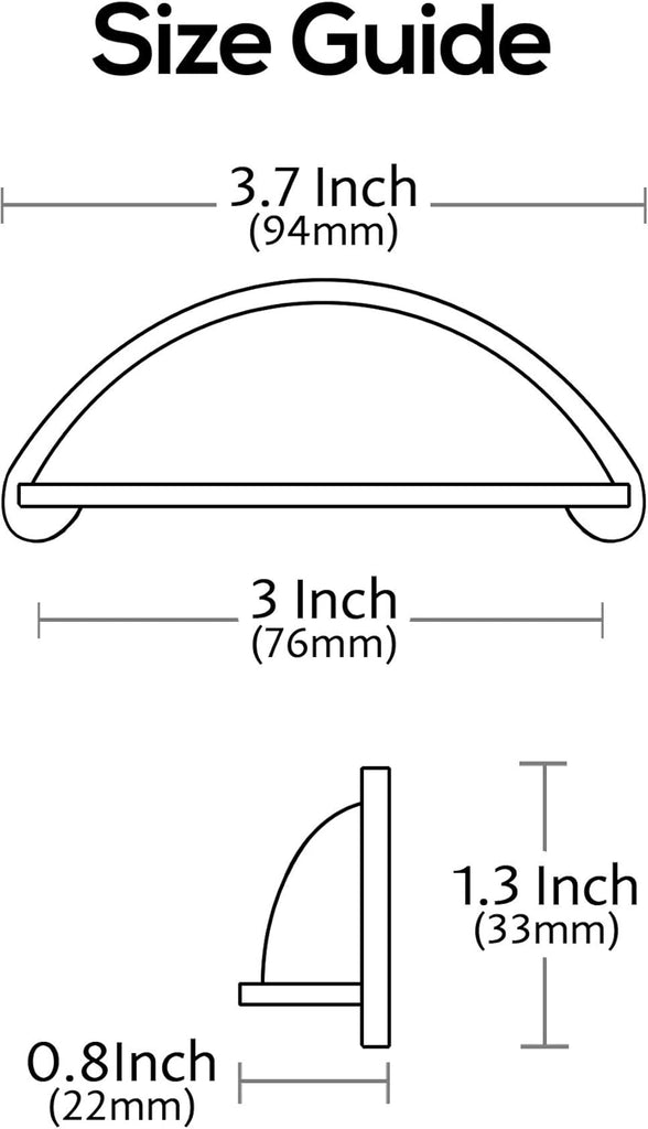 10 Pack Brushed Satin Nickel Cabinet Cup Pulls, 3 Inch(76mm) Hole Centers Cabinet Handles Hardware Bin Cup Metal Drawer