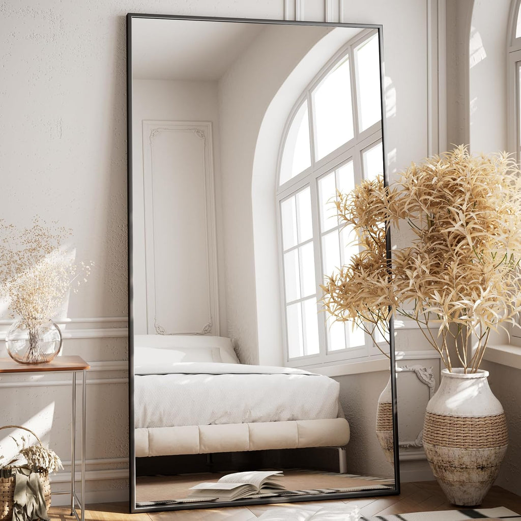 Large Full Length Mirror 78" x 35" - Shatterproof Huge Floor Full Body Mirror with Metal Frame, Freestanding, Wall