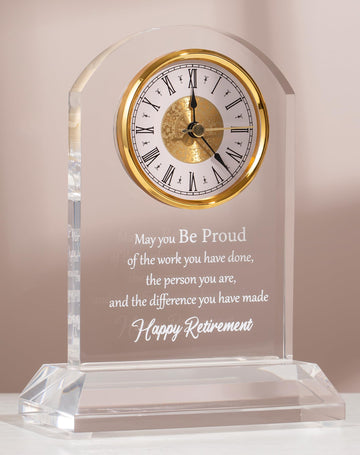 Retirement Gift for Women Men, Quartz Desk Clock Plaque Gifts